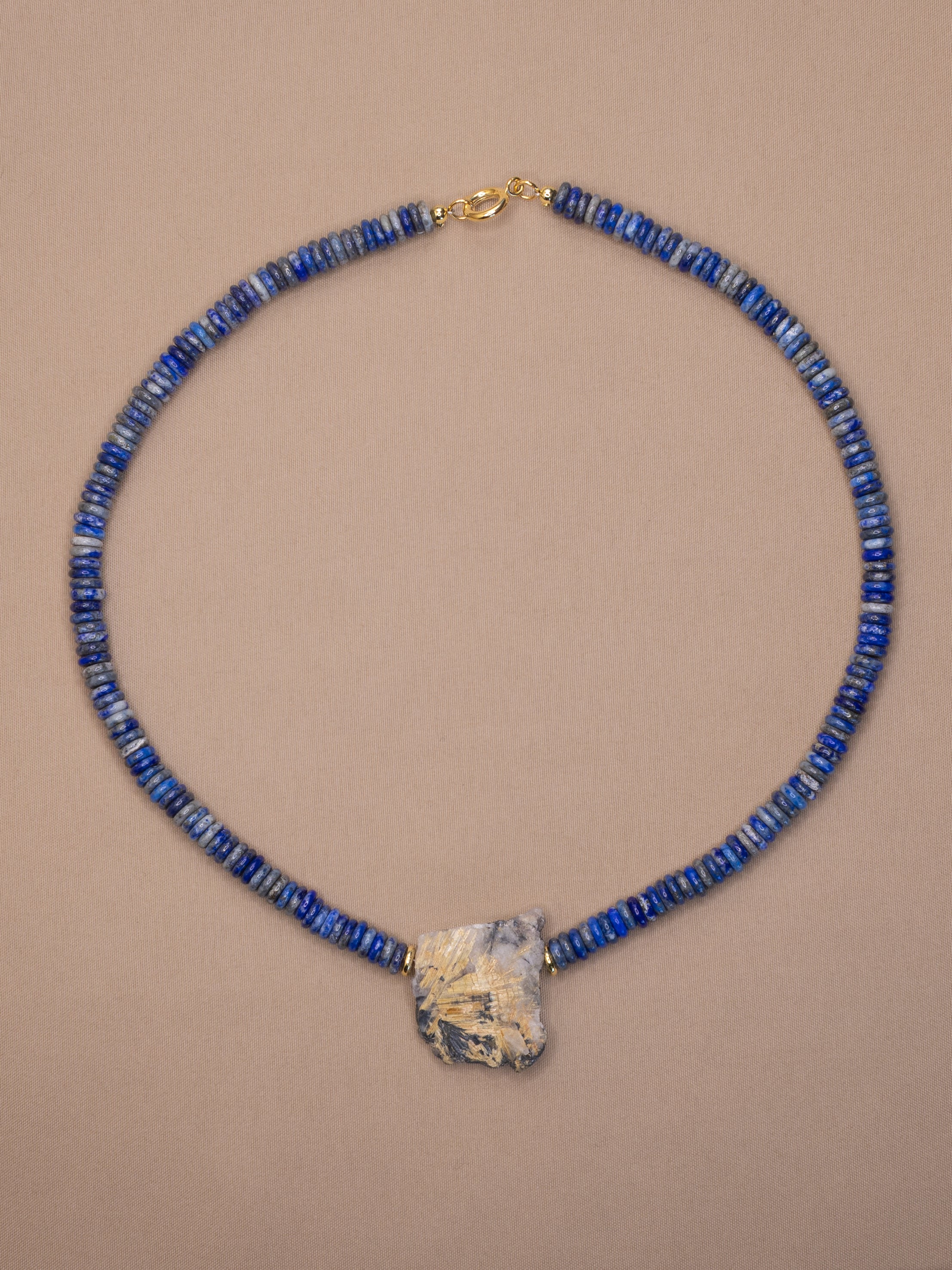 Lapis Lazuli + Raw Golden Rutile Quartz Necklace