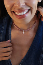 Rhodonite + Quartz Choker