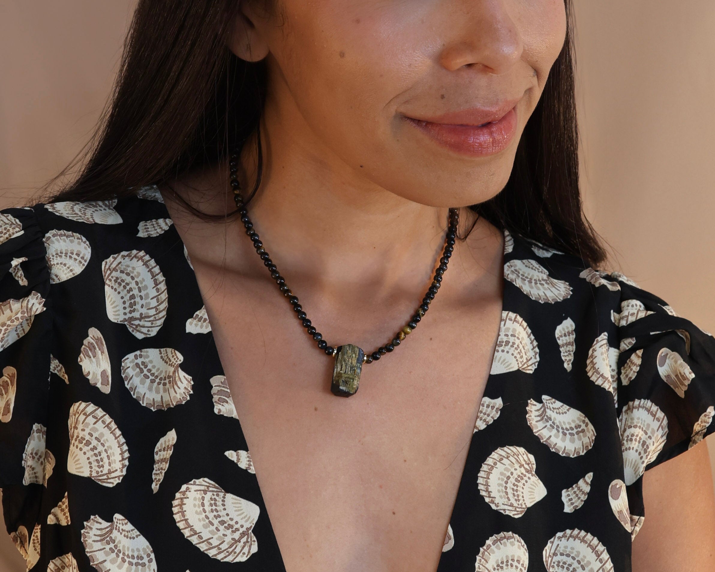 Blue Tiger’s Eye + Tourmaline Necklace
