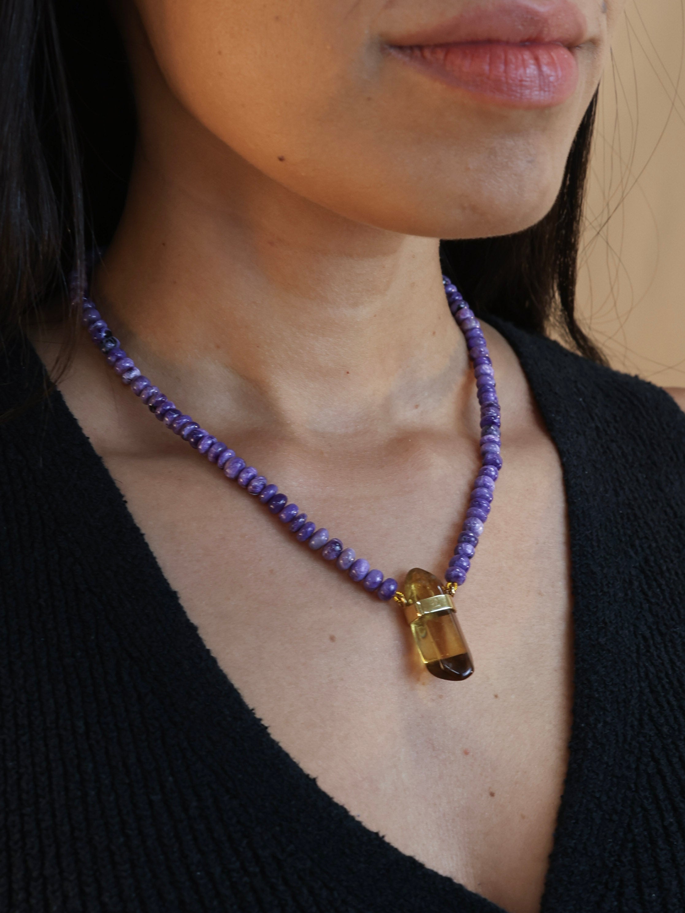Charoite + Citrine Necklace