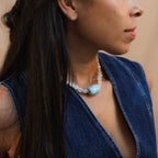 Rainbow Moonstone + Larimar Necklace