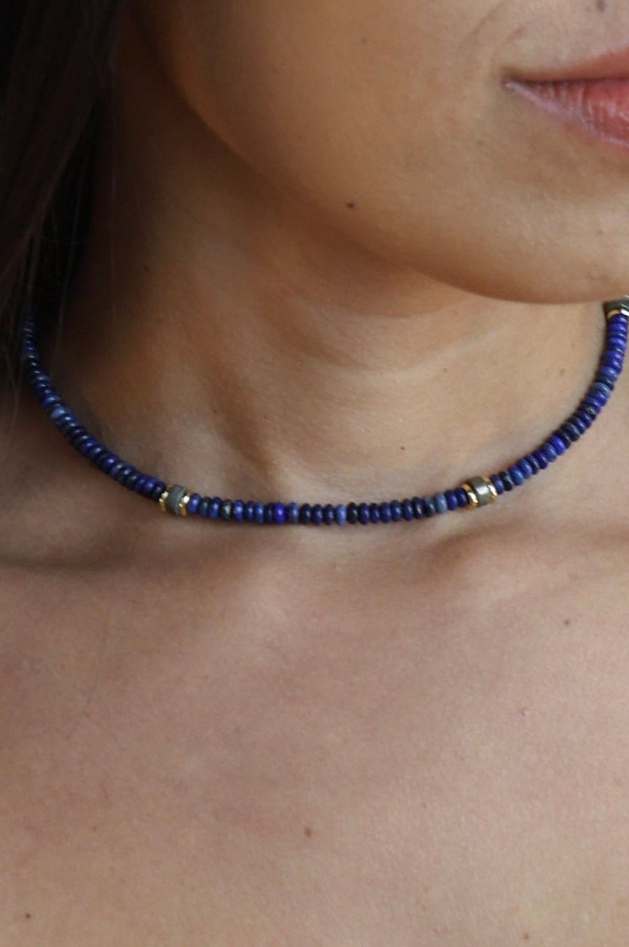 Lapis Lazuli + Pyrite Choker