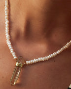 Freshwater Pearl + Citrine Necklace
