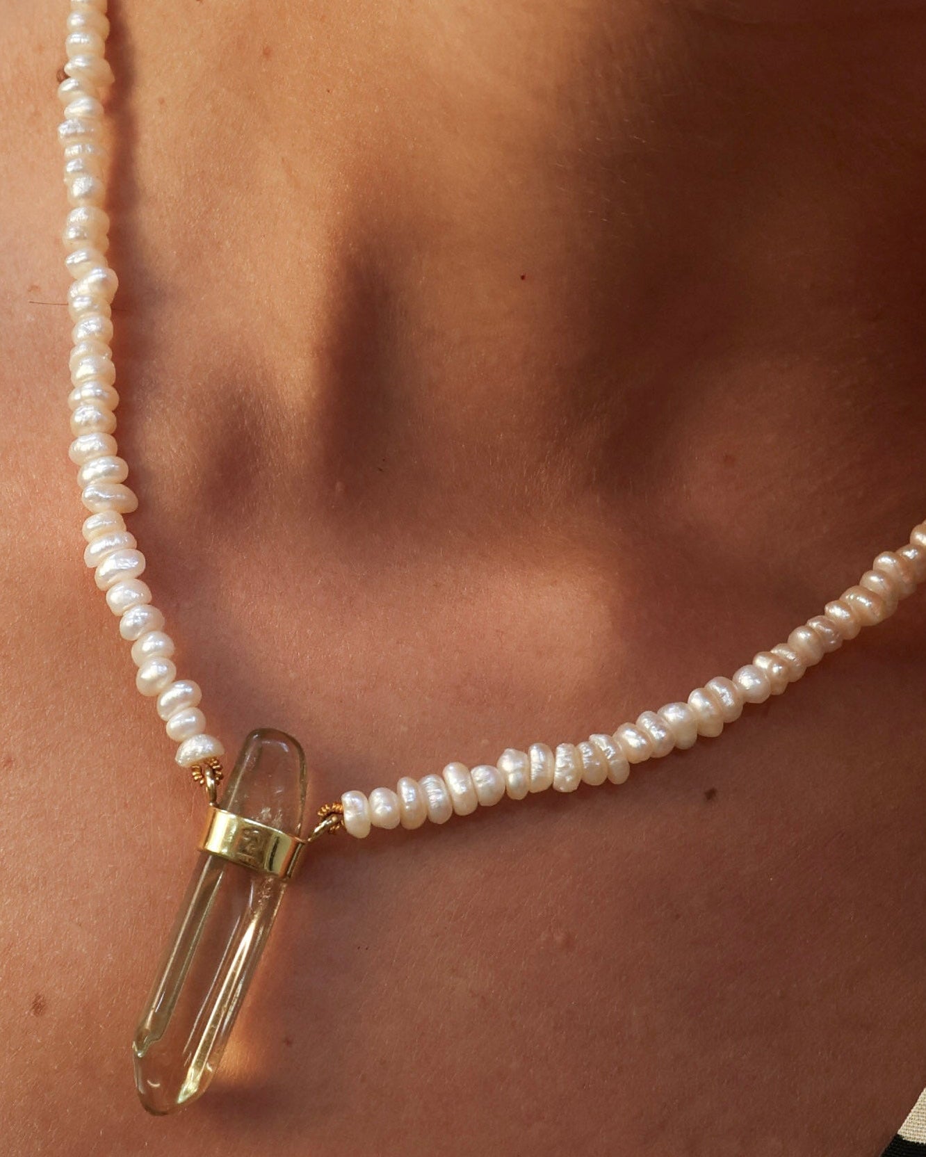 Freshwater Pearl + Citrine Necklace
