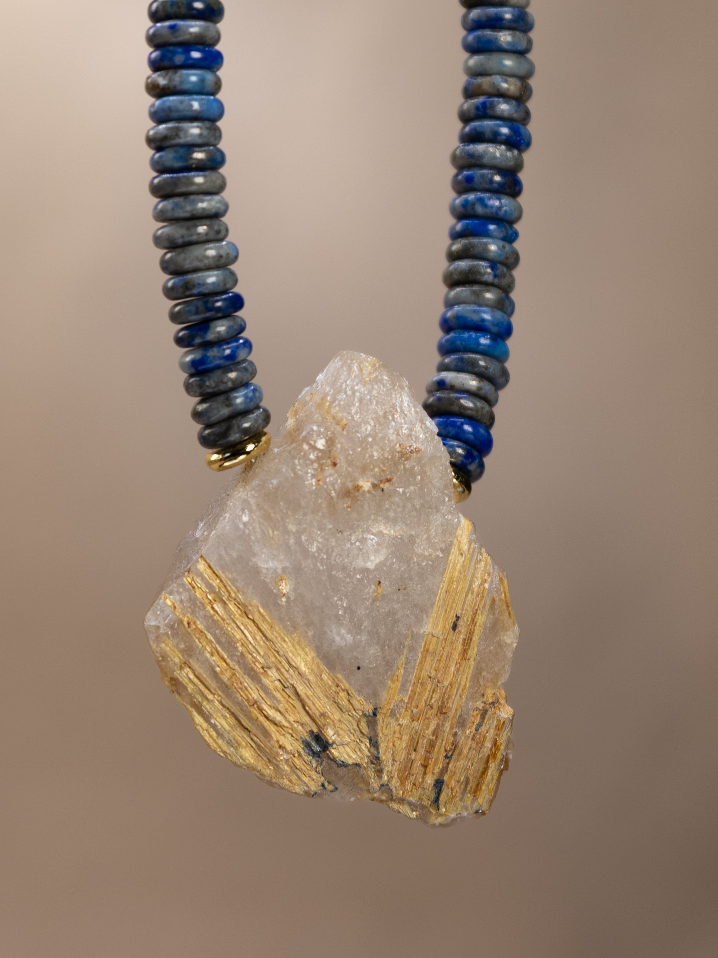 Lapis Lazuli + Raw Golden Rutile Quartz Necklace