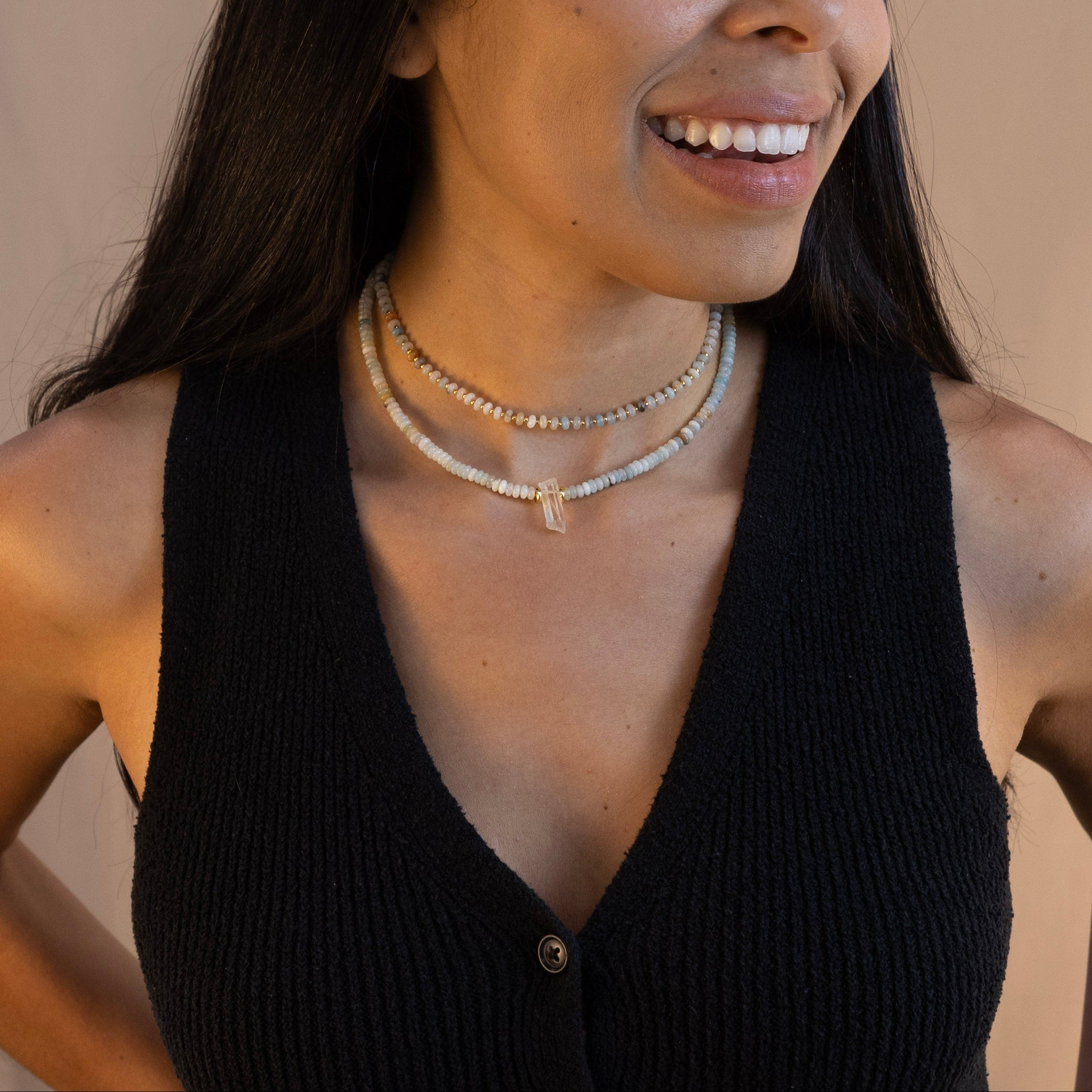 Amazonite + Quartz Point Choker