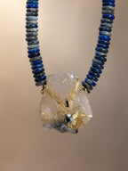 Lapis Lazuli + Raw Golden Rutile Quartz Necklace