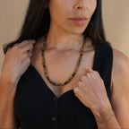 Tiger’s Eye + Pyrite Beaded Necklace