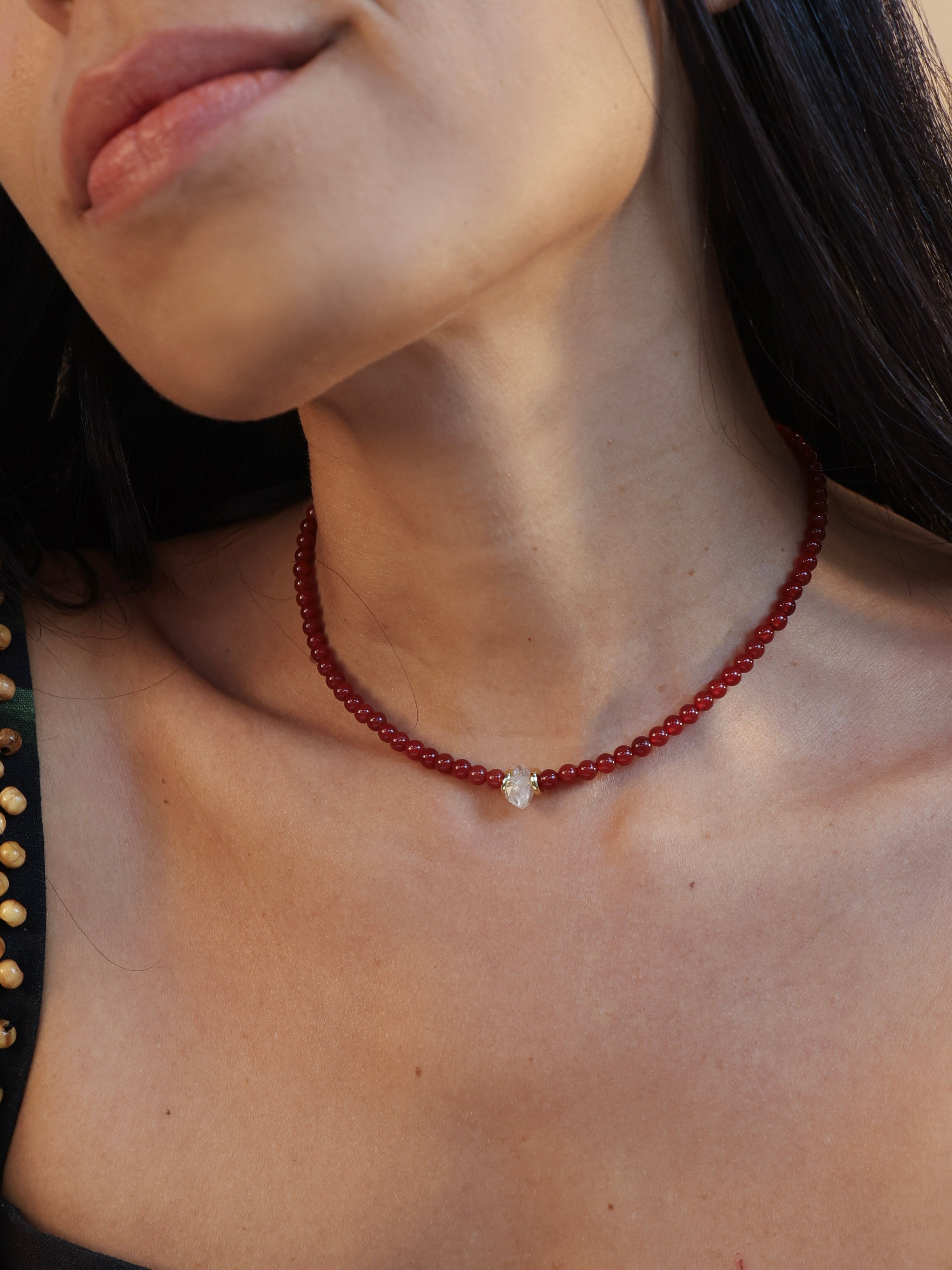 Carnelian + Herkimer Diamond Choker