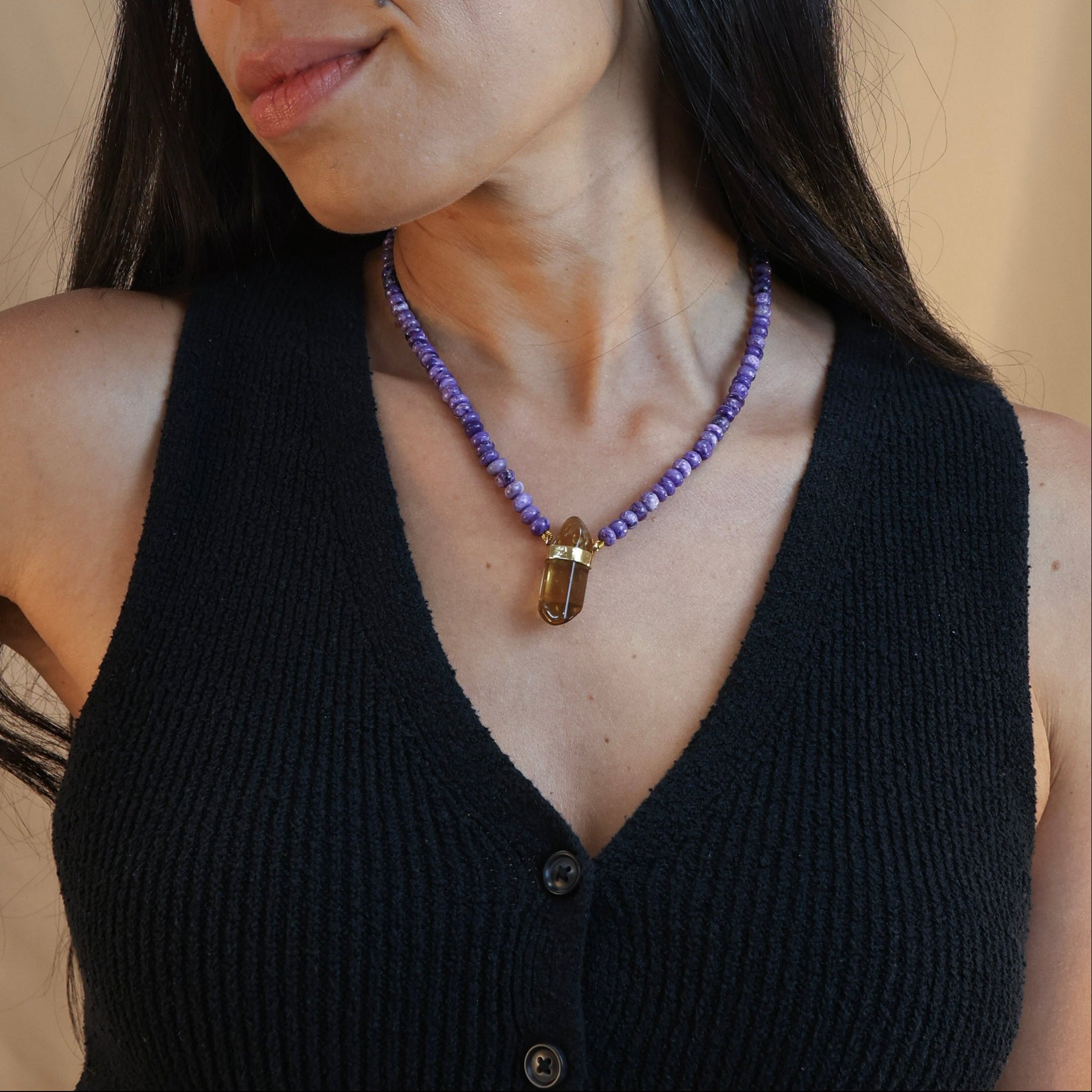Charoite + Citrine Necklace