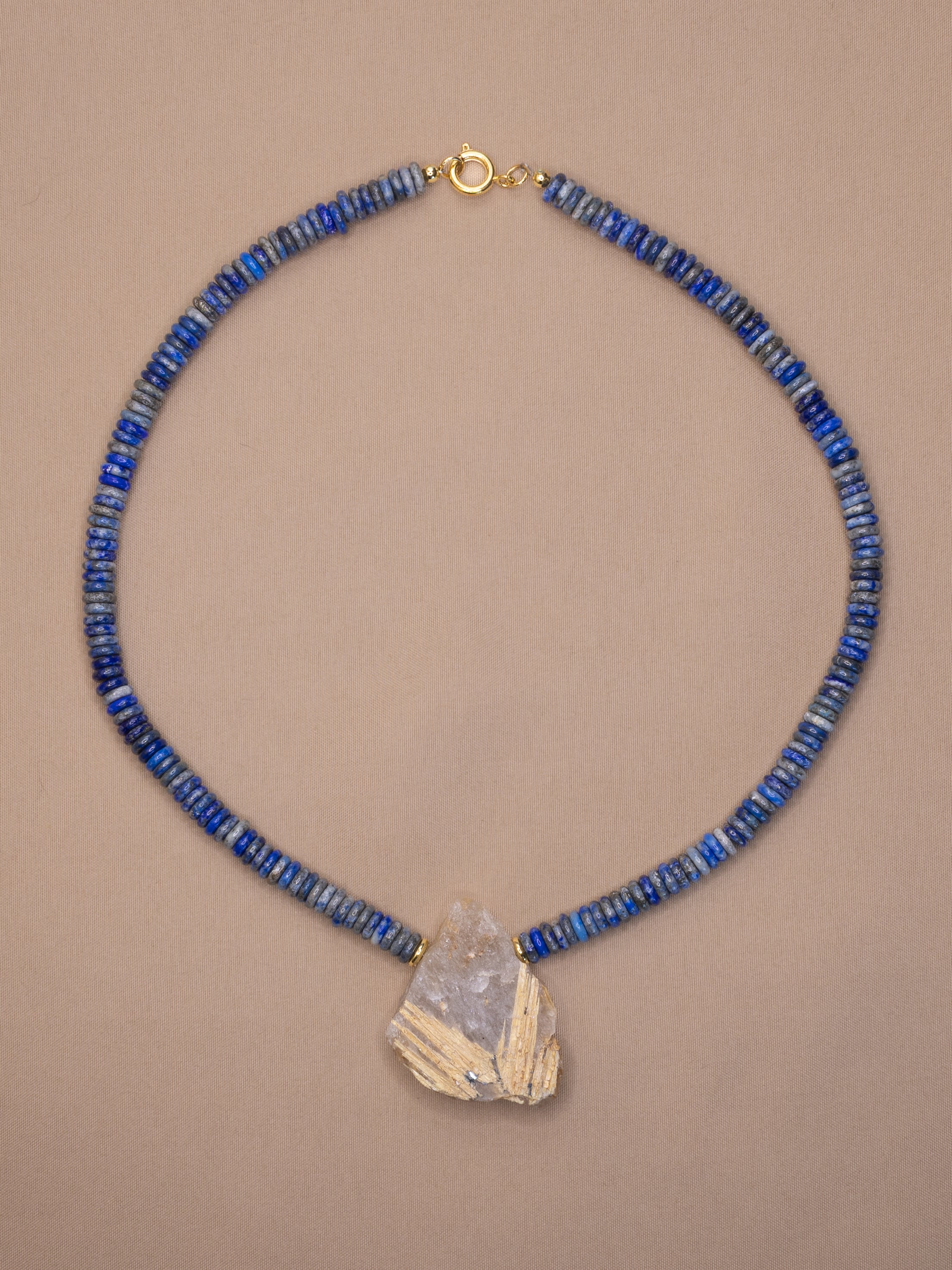 Lapis Lazuli + Raw Golden Rutile Quartz Necklace