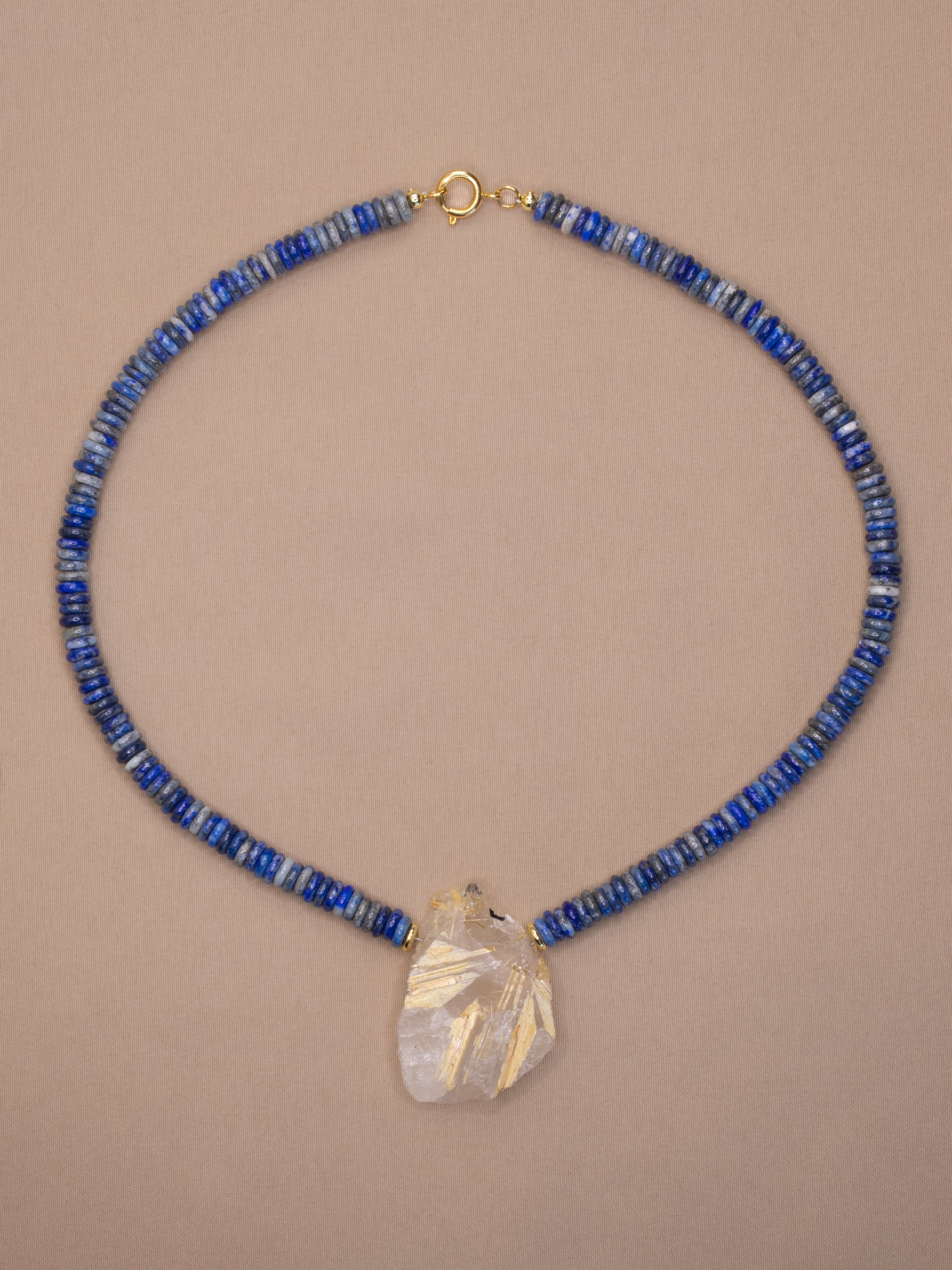 Lapis Lazuli + Raw Golden Rutile Quartz Necklace