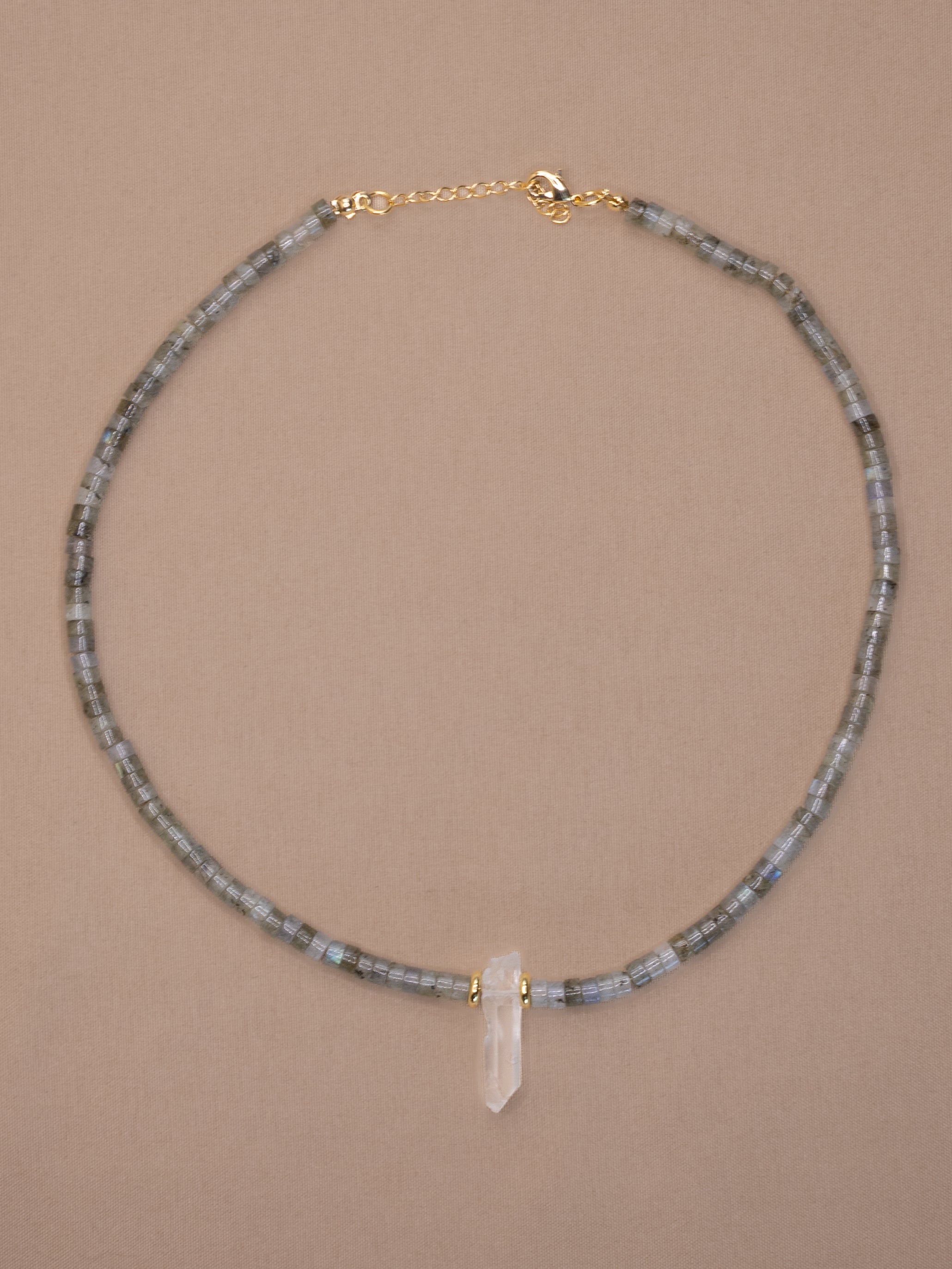 Labradorite + Quartz Point Choker