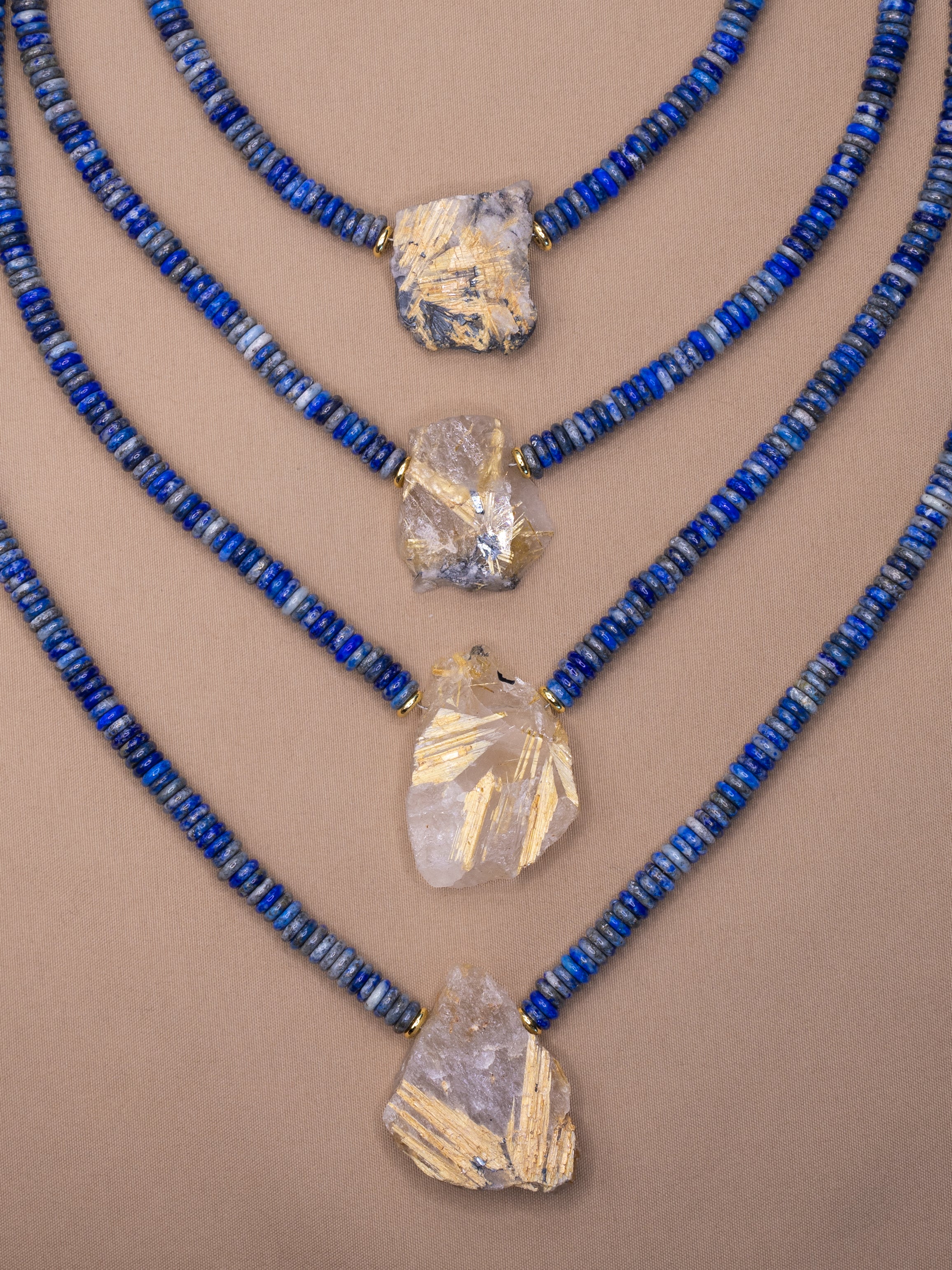Lapis Lazuli + Raw Golden Rutile Quartz Necklace