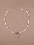Freshwater Pearl + Citrine Necklace