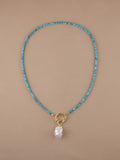 Turquoise + Baroque Pearl Pendant Necklace