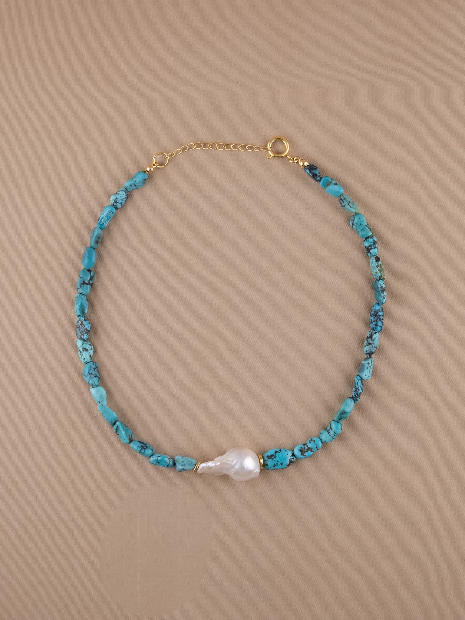 Turquoise + Baroque Pearl Choker