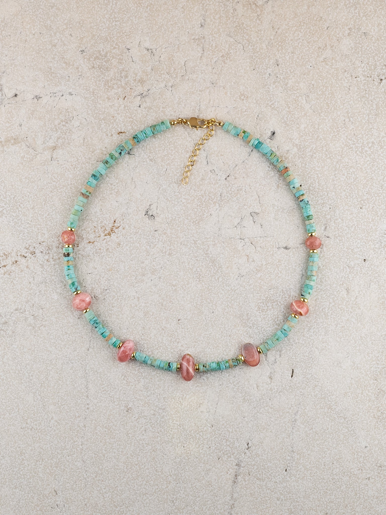 Turquoise + Rhodochrosite Choker