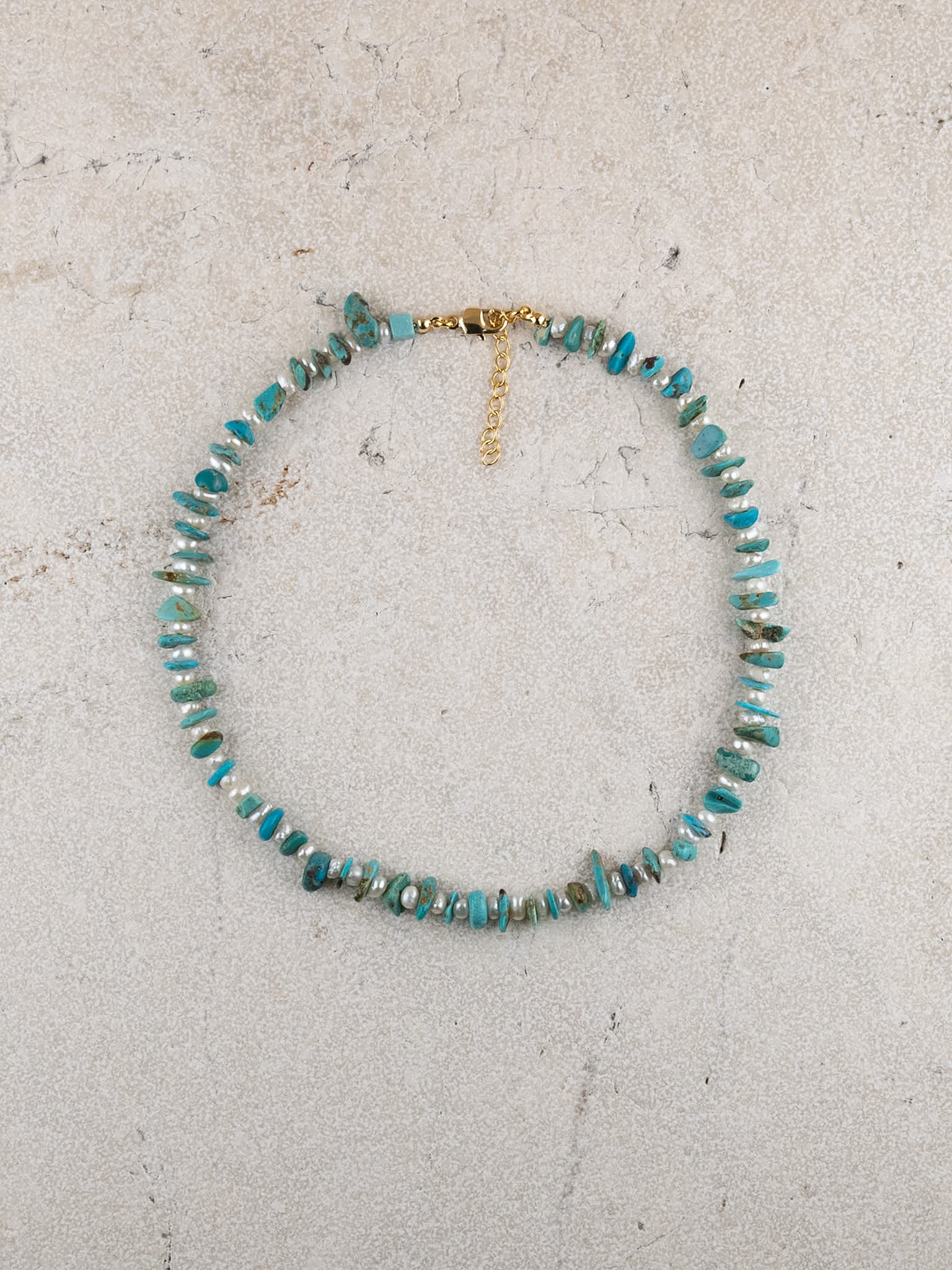 Turquoise + Pearl Choker