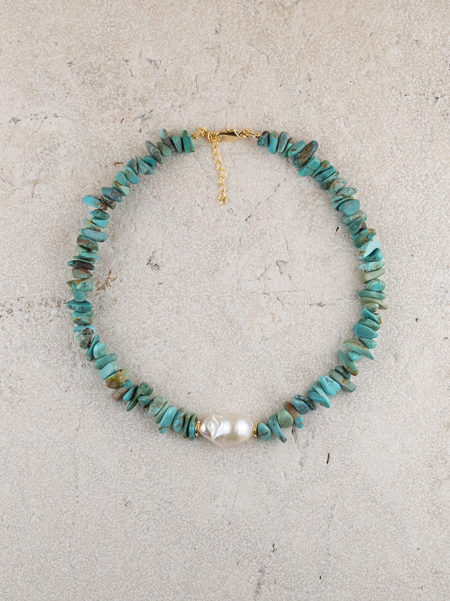 Turquoise + Baroque Pearl Choker