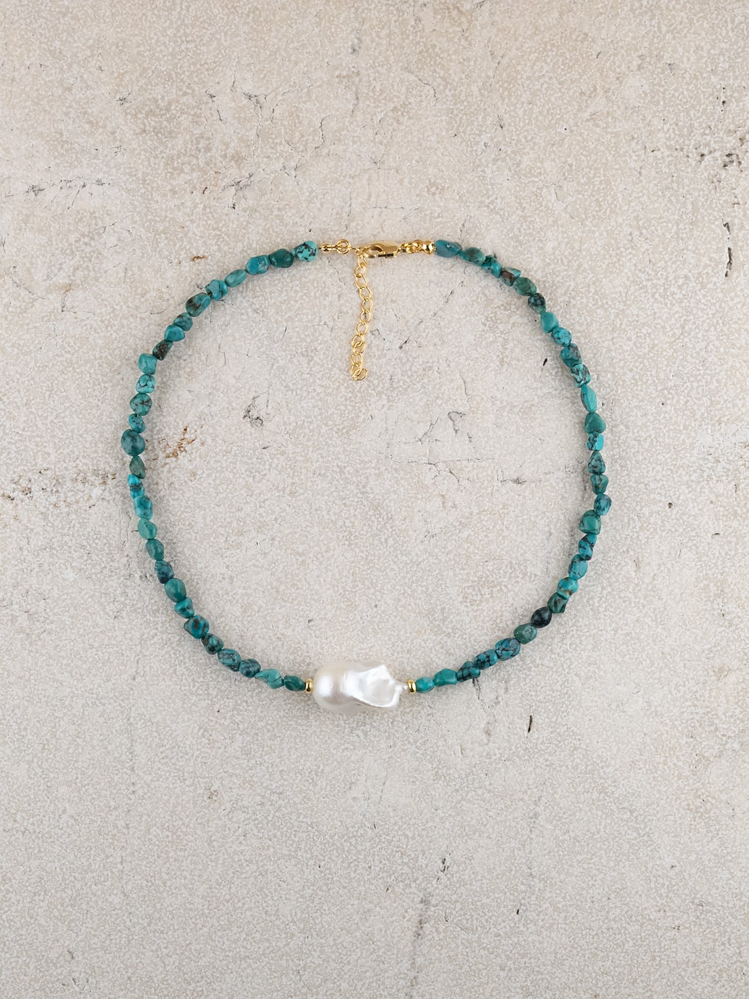 Turquoise + Baroque Pearl Choker