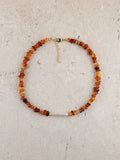 Carnelian + Freshwater Pearl Stick Choker