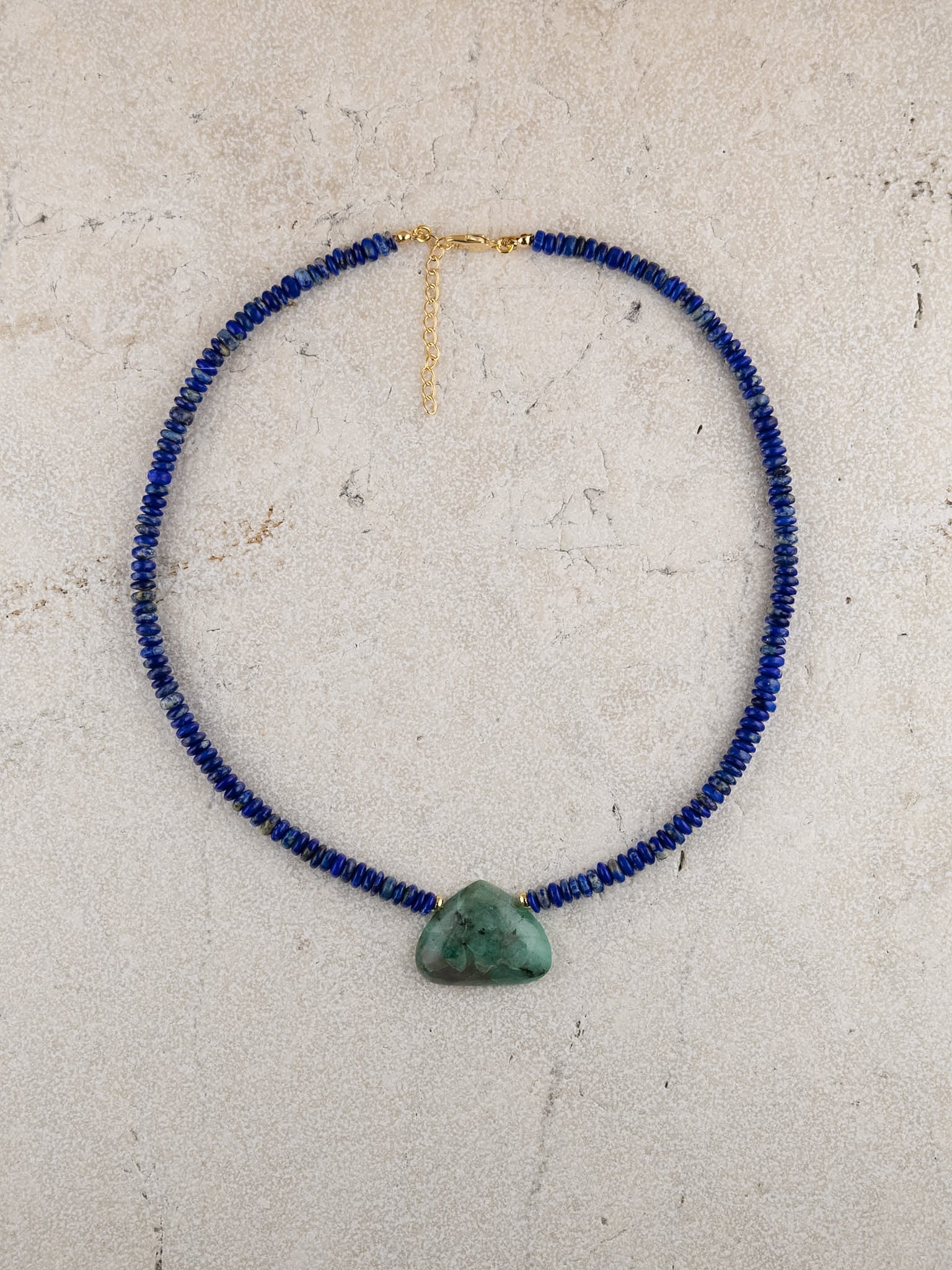 Lapis Lazuli + Emerald Necklace