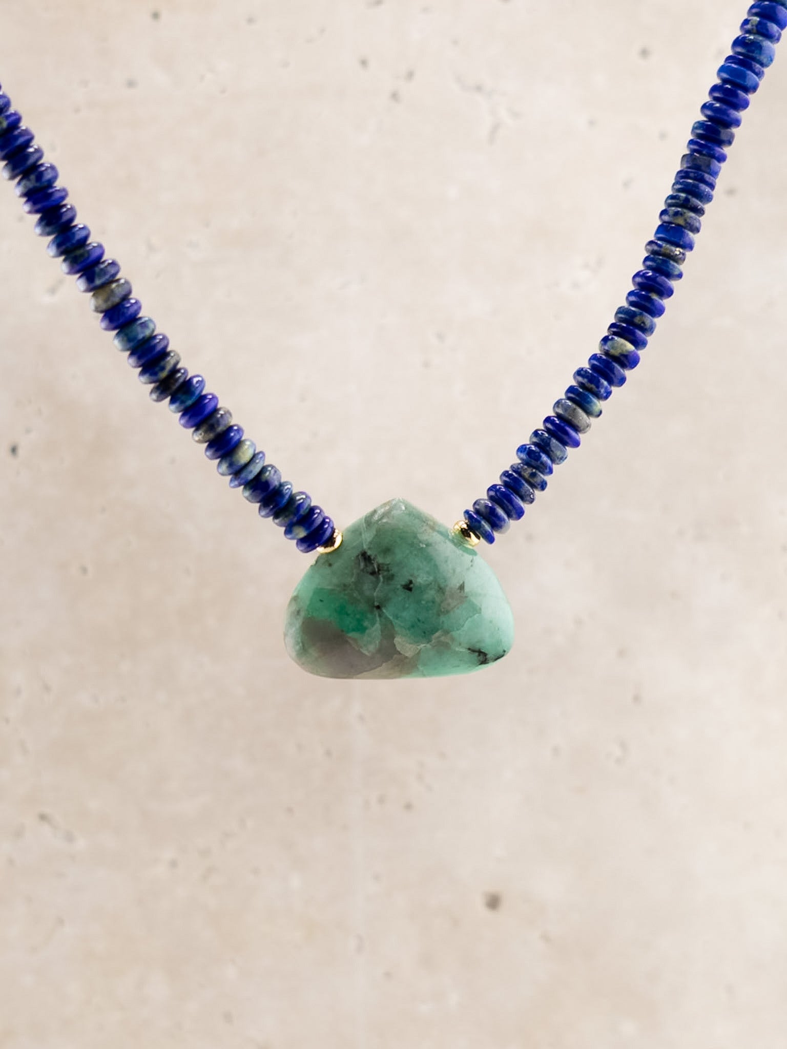 Lapis Lazuli + Emerald Necklace