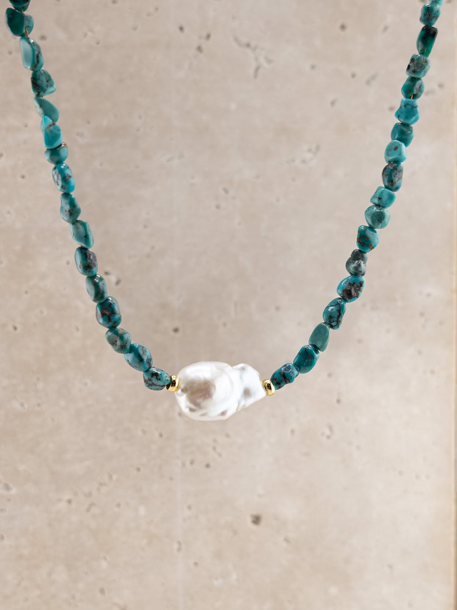Turquoise + Baroque Pearl Choker