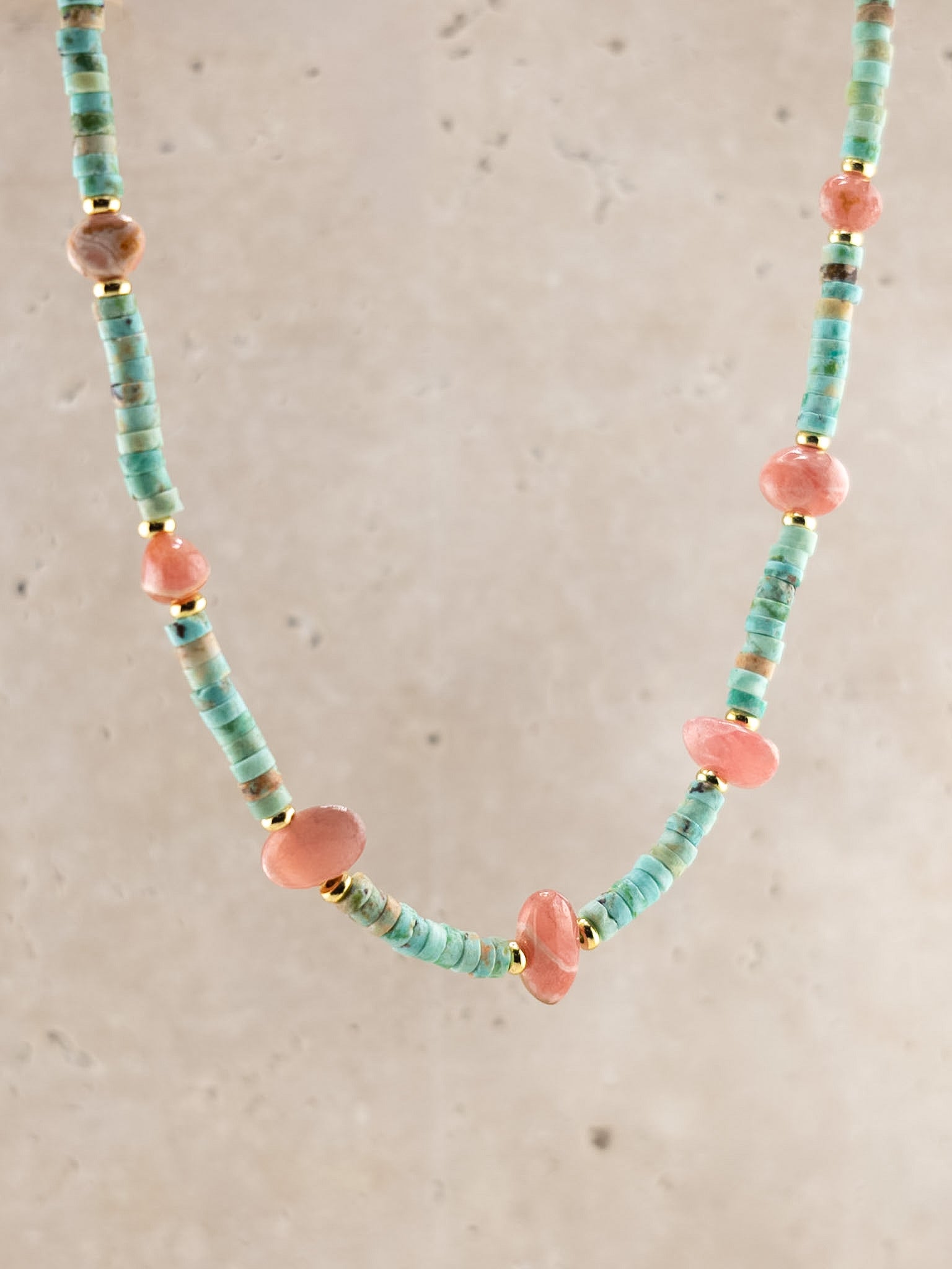 Turquoise + Rhodochrosite Choker