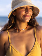Carnelian + Freshwater Pearl Stick Choker