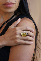 Polished Citrine Power Ring (Silver)