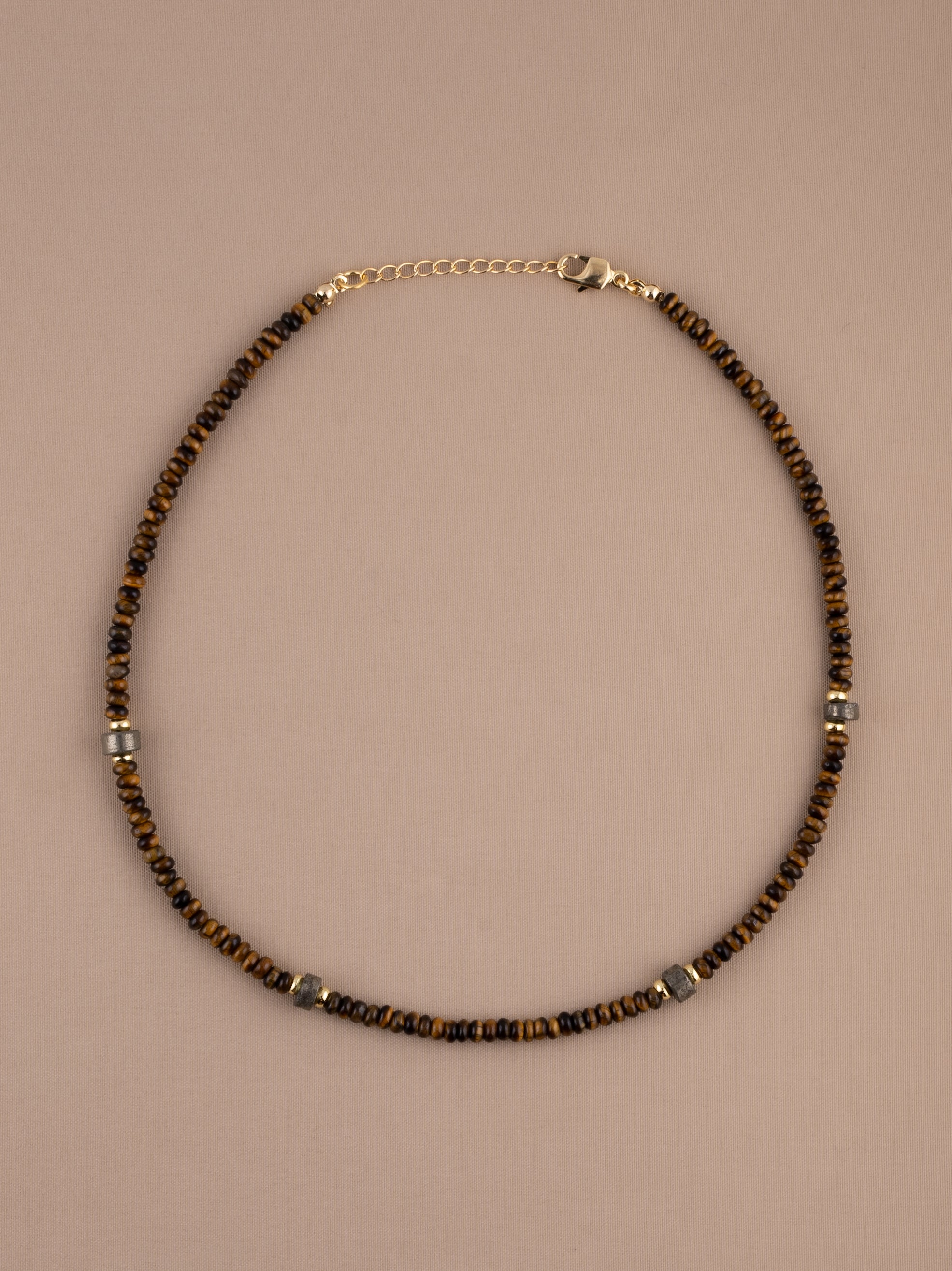 Tiger’s Eye + Pyrite Choker