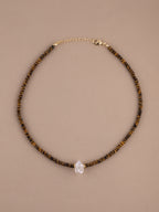 Tiger’s Eye + Herkimer Diamond Choker