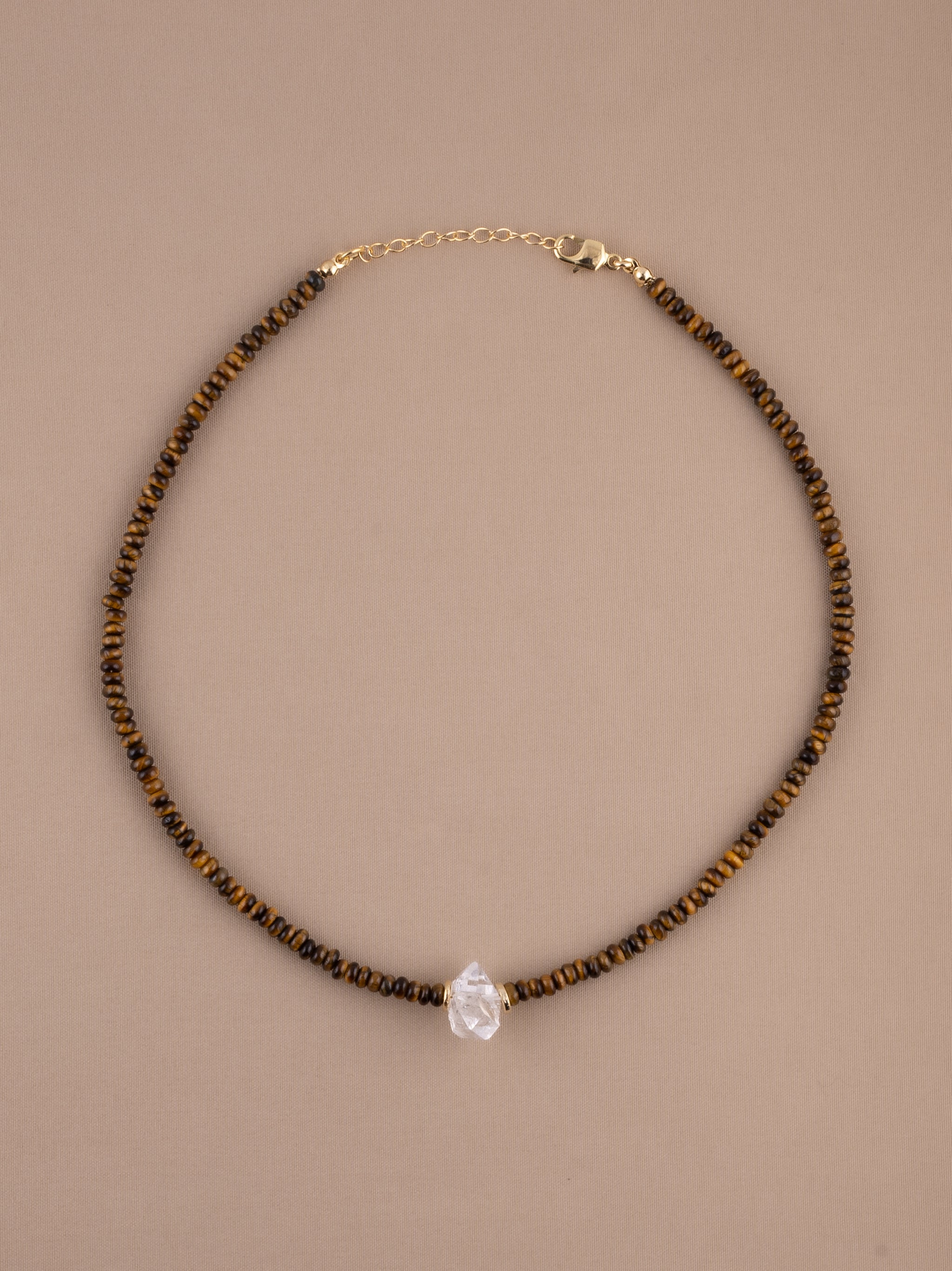 Tiger’s Eye + Herkimer Diamond Choker