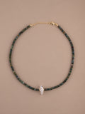 Moss Agate + Herkimer Diamond Choker