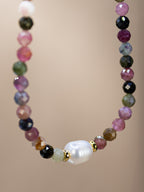 Multicolor Tourmaline + Pearl Choker
