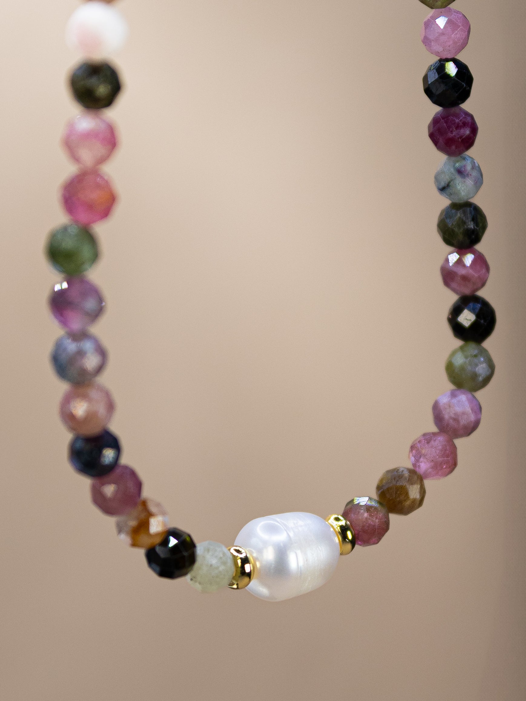 Multicolor Tourmaline + Pearl Choker