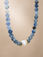 Blue Kyanite + Pearl Choker