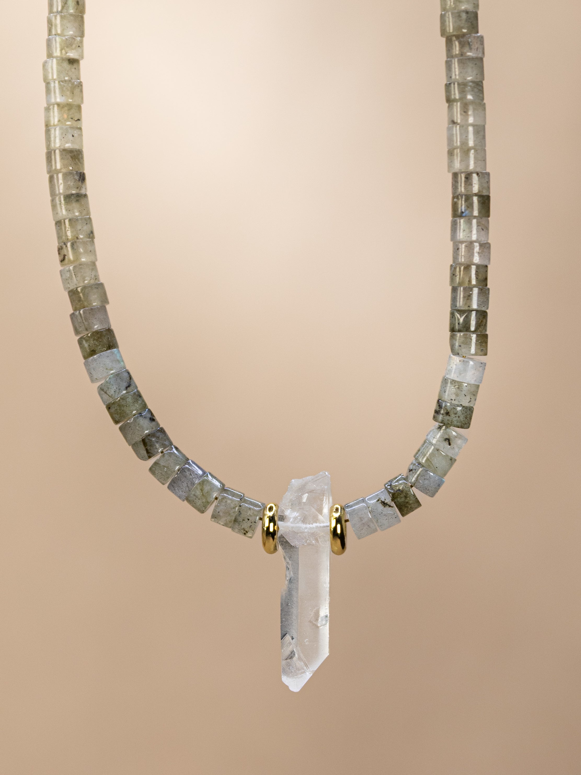 Labradorite + Quartz Point Choker