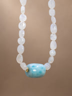 Rainbow Moonstone + Larimar Necklace