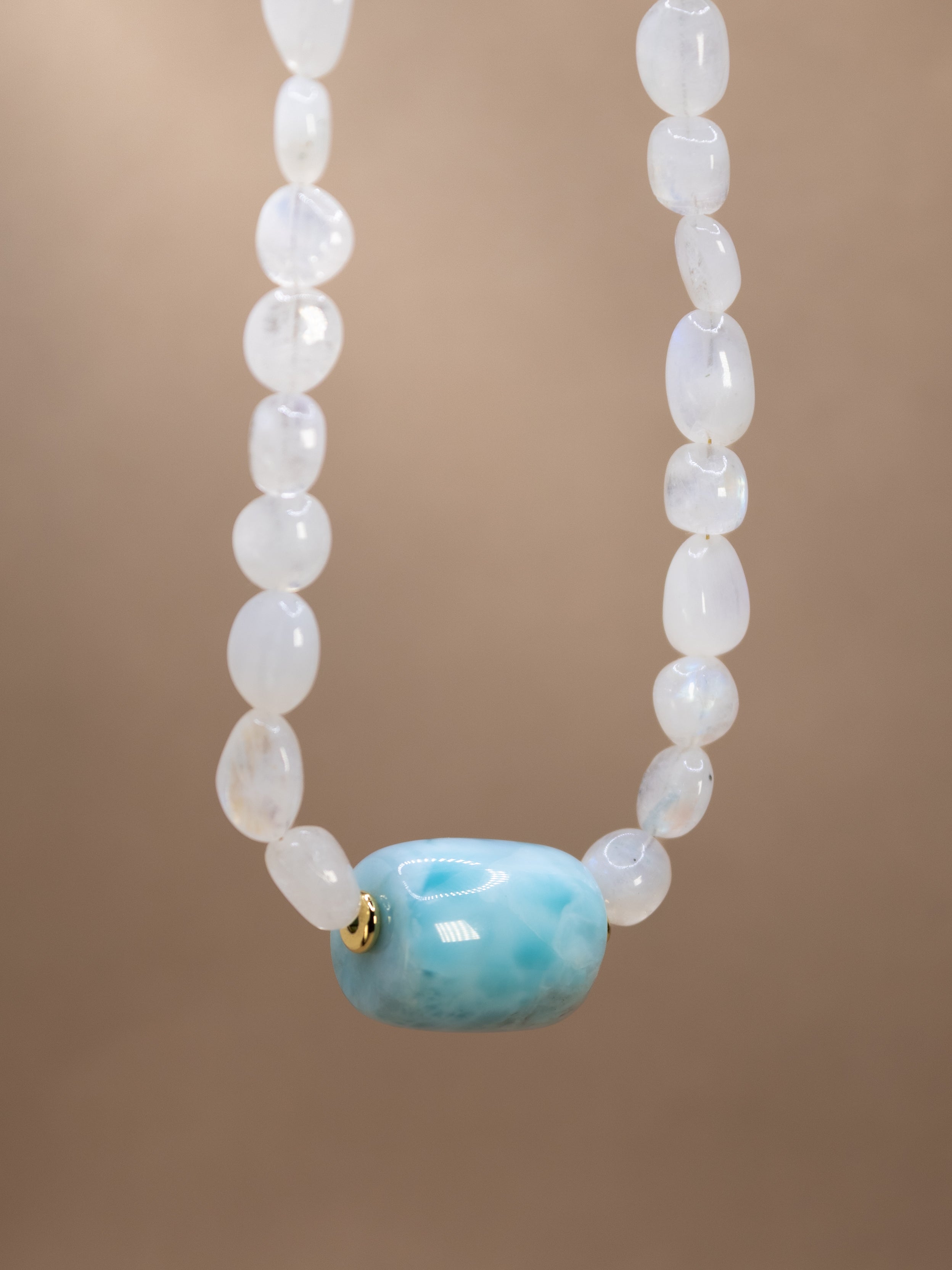 Rainbow Moonstone + Larimar Necklace