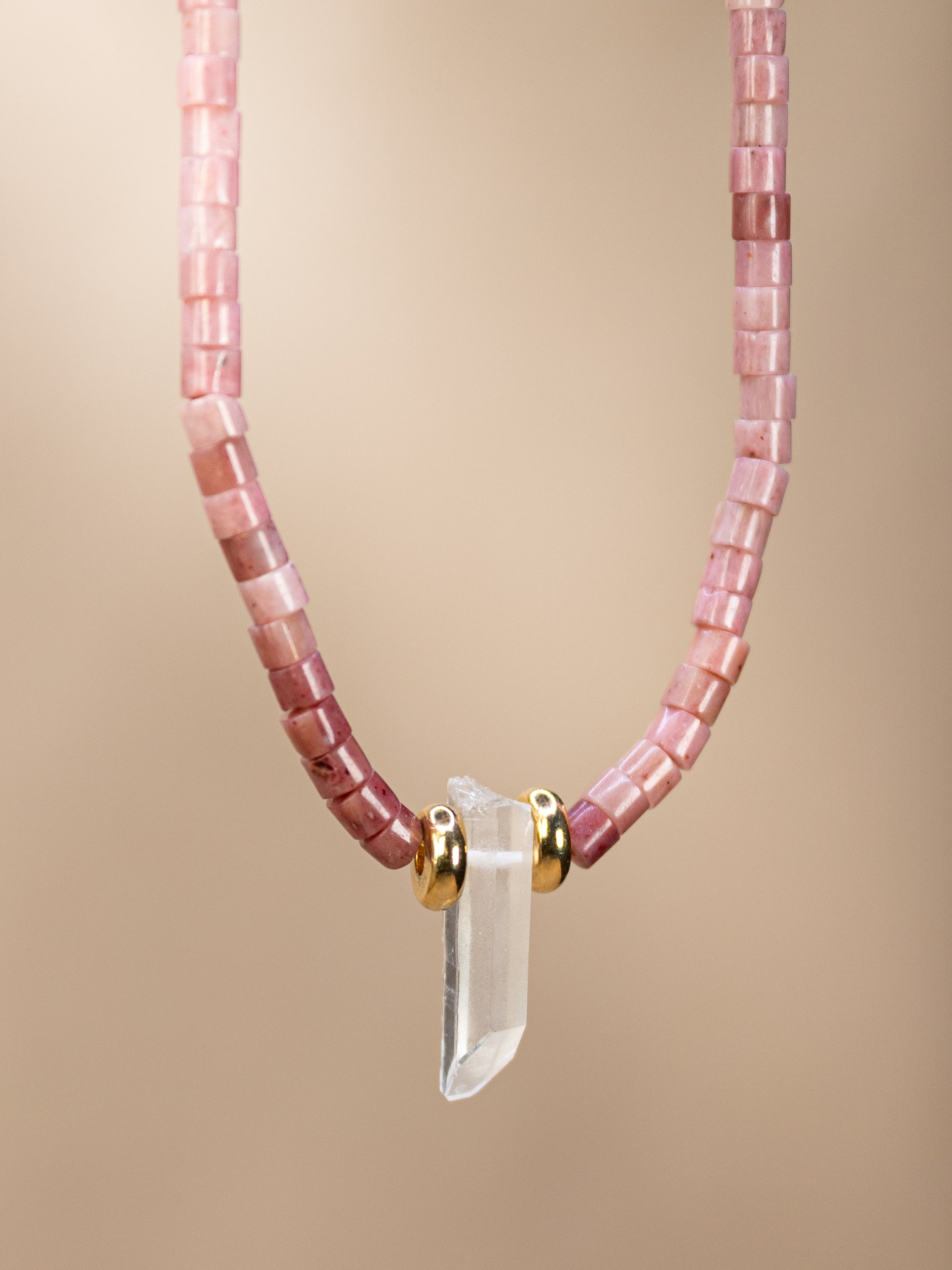 Rhodonite + Quartz Choker