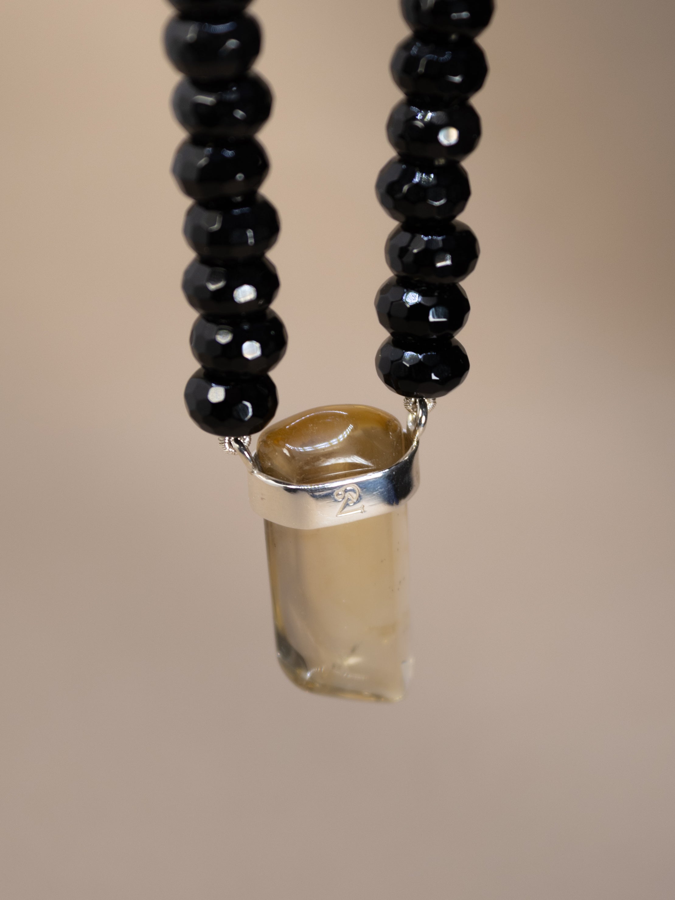 Black Tourmaline + Citrine Necklace (Silver Edition)