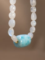Rainbow Moonstone + Larimar Necklace