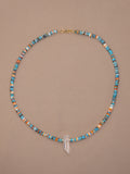 Turquoise + Spiny Oyster Choker with Quartz Accent