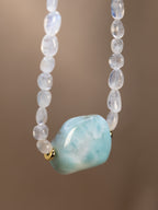 Rainbow Moonstone + Larimar Necklace