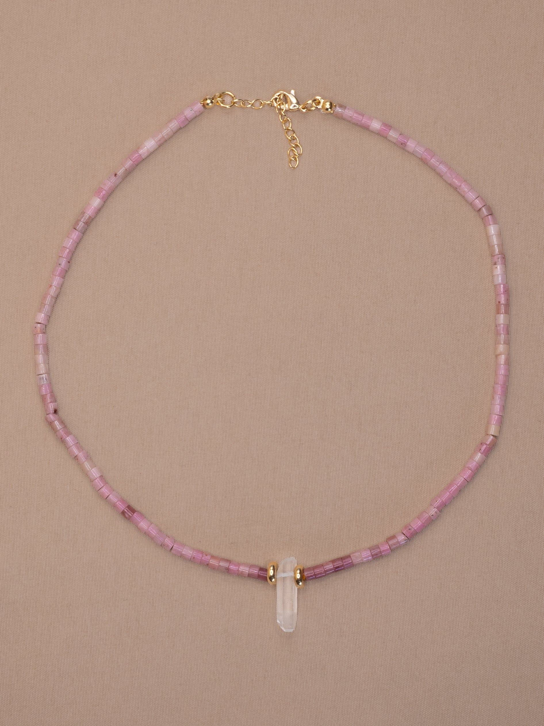 Rhodonite + Quartz Choker