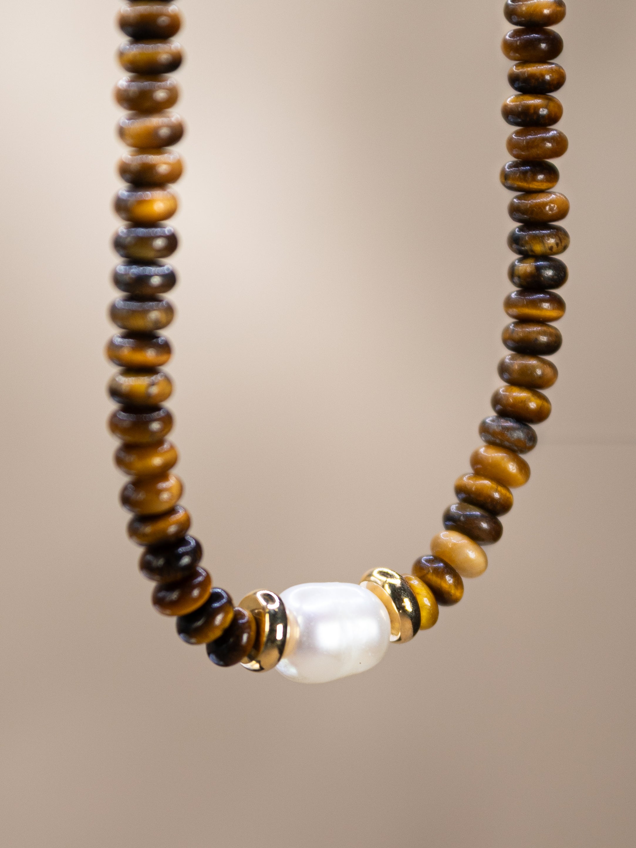 Tiger’s Eye + Pearl Choker