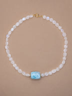 Rainbow Moonstone + Larimar Necklace
